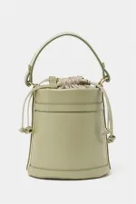 Sac seau à main et à bandoulière avec coutures contrastées Menthe