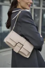Sac à main et à bandoulière enduit beige