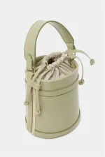 Sac seau à main et à bandoulière avec coutures contrastées Menthe