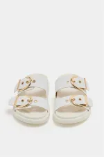 Chaussons décontractés élégants à double boucle blancs