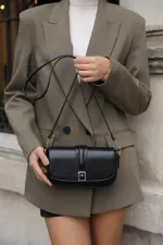 Sac bandoulière à boucle Alina pour femme - Noir