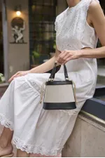 Sac à main seau et sac à bandoulière style bohème en toile - Noir