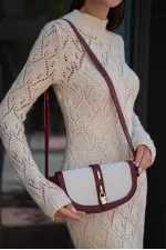 Sac bandoulière Diva Contrast Design pour femme - Bordeaux-Crème