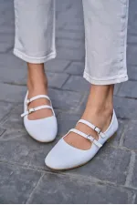 Ballerine blanche à double ceinture Ballerine blanche à double ceinture