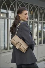 Sac à main et à bandoulière enduit Vison