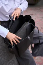 Sac fourre-tout contrasté noir