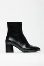 Bottes et bottines à talons hauts en cuir verni noir pour femme – Modèle élégant à porter au quotidien avec fermeture éclair
