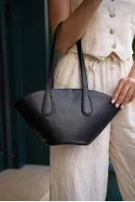 Sac cabas aspect cuir noir