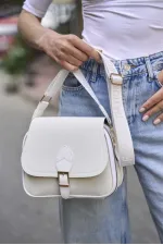 Trendy Casual Buckled Hand and Shoulder Bag White