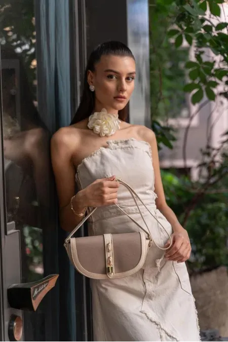 Sac bandoulière Diva Contrast Design pour femme - Vison