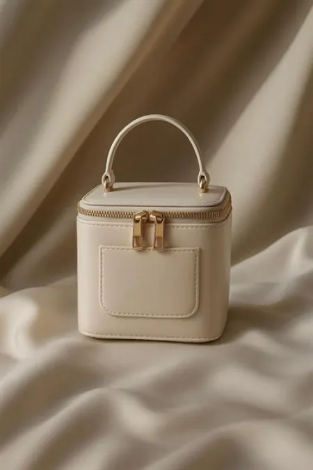 Mini Box Crossbody Bag – Sac à main et sac à bandoulière en cuir PU brillant beige Mini Box Crossbody Bag – Sac à main et sac à bandoulière en cuir PU brillant beige