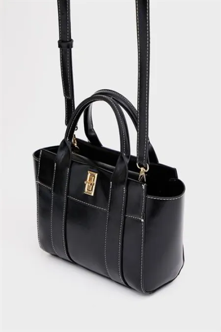 Mini sac fourre-tout à main et à bandoulière noir