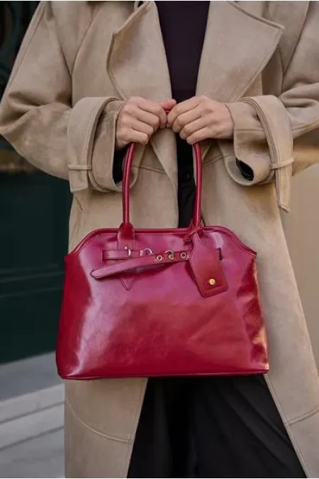Sac à main rétro avec ceinture, rouge