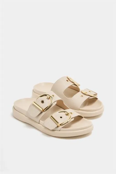 Chaussons décontractés élégants à double boucle crème