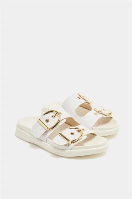 Chaussons décontractés élégants à double boucle blancs