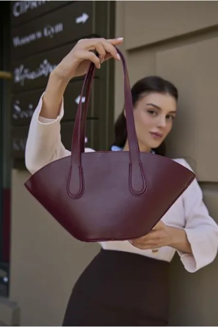 Sac cabas aspect cuir rouge bordeaux