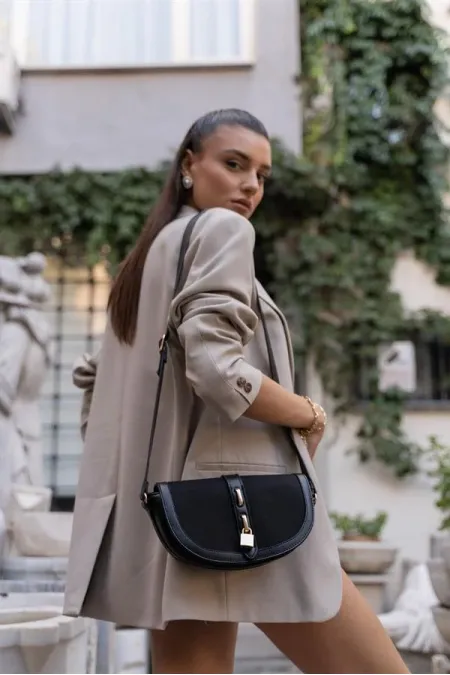 Sac bandoulière Diva Contrast Design pour femme - Noir