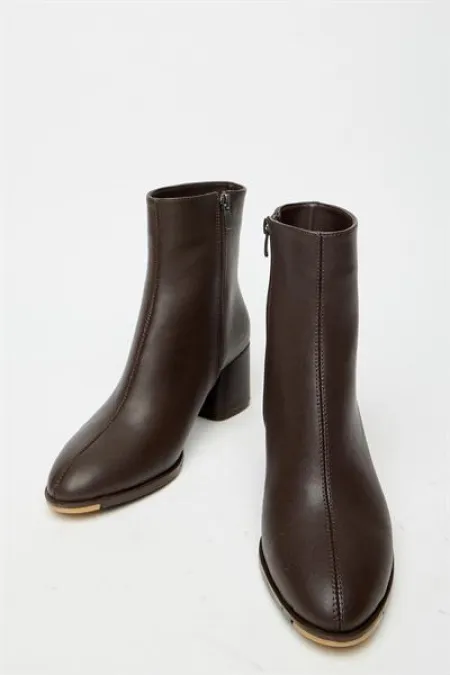 Bottes et bottines marron à talons hauts pour femmes – Bottes zippées décontractées et élégantes