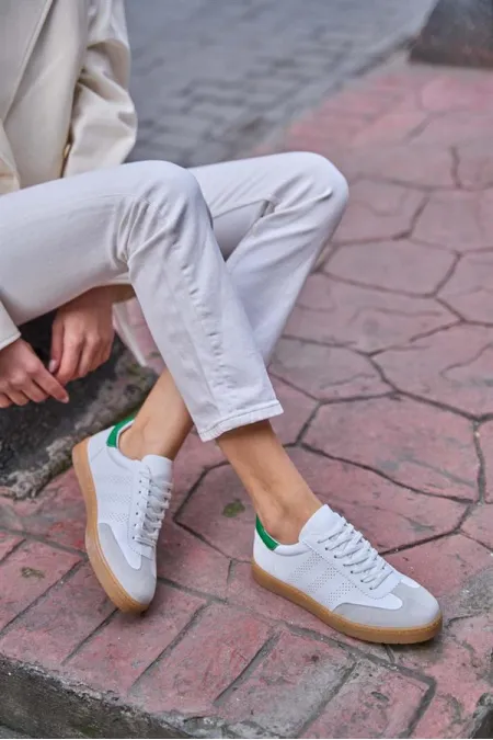 Baskets avec logo détaillé blanc-vert