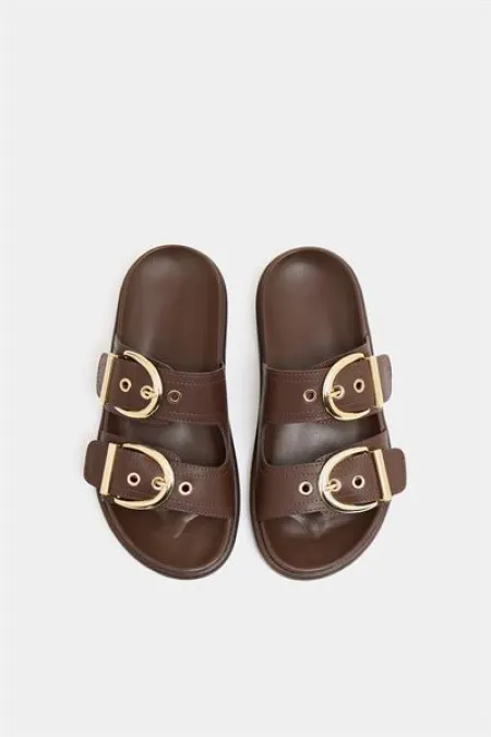 Chaussons décontractés élégants à double boucle marron