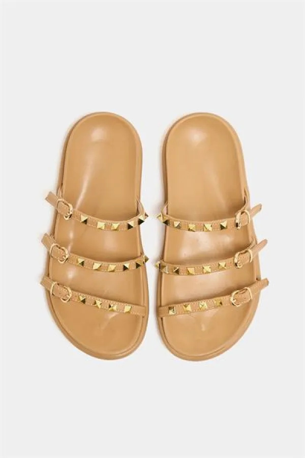 Chaussons tendance en vison avec clous dorés