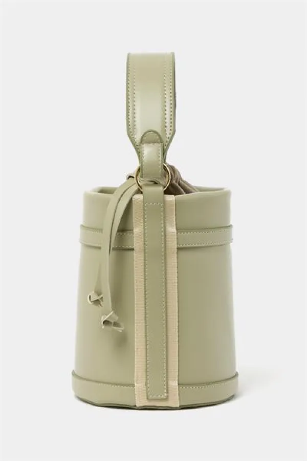 Sac seau à main et à bandoulière avec coutures contrastées Menthe