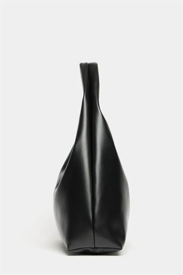 Sac cabas bandoulière en cuir PU noir pour femme - Modèle vintage souple Sac cabas bandoulière en cuir PU noir pour femme - Modèle vintage souple