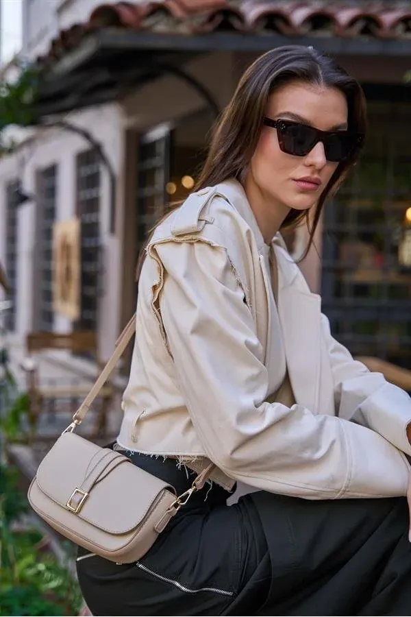Sac bandoulière à boucle Alina pour femme - Vison