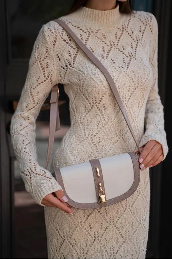 Sac bandoulière Diva Contrast Design pour femme - Vison foncé-crème