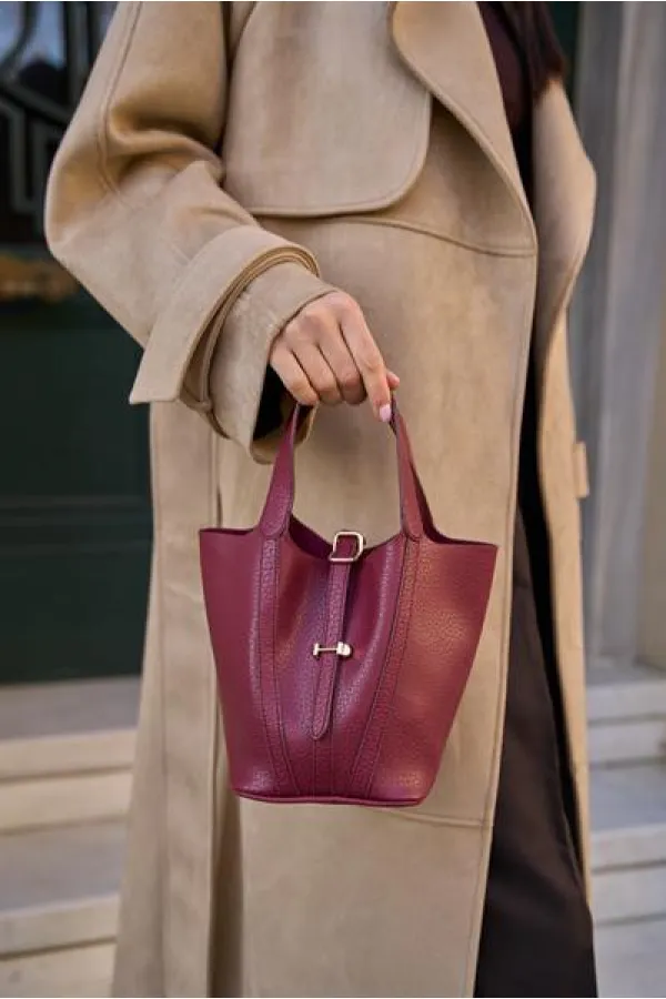 Sac panier avec accessoire de verrouillage, rouge bordeaux
