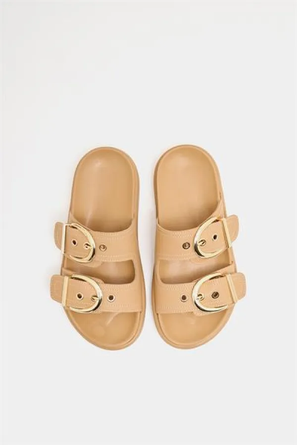 Chaussons élégants en vison à double boucle pour tous les jours Chaussons élégants en vison à double boucle pour tous les jours