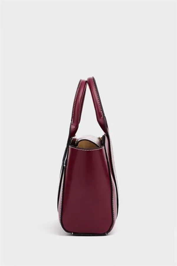 Mini sac fourre-tout à main et à bandoulière rouge bordeaux