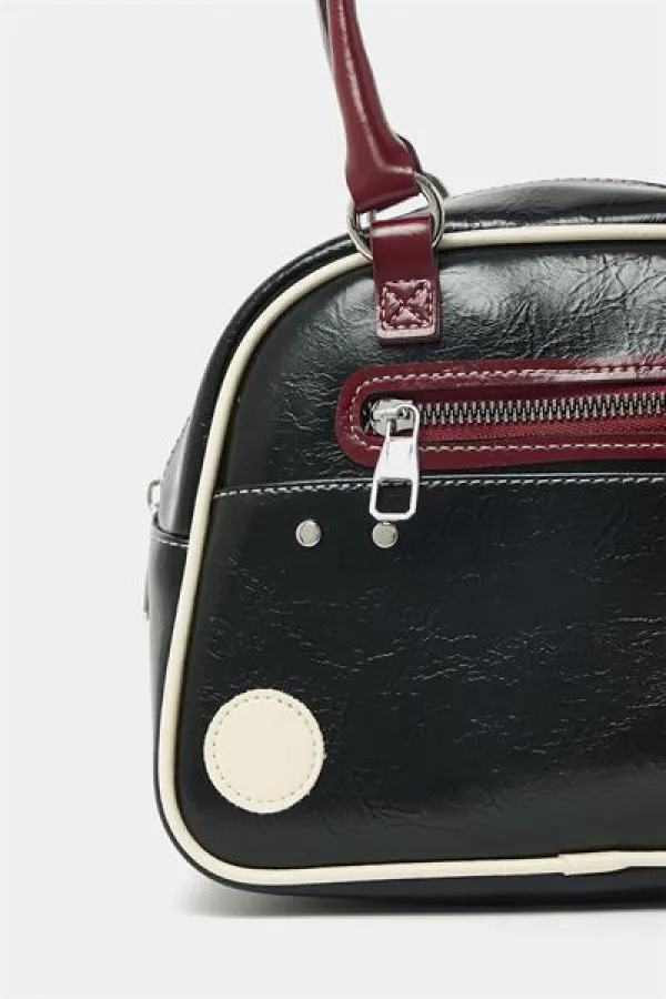 Retro Bowling Hand and Shoulder Bag Black