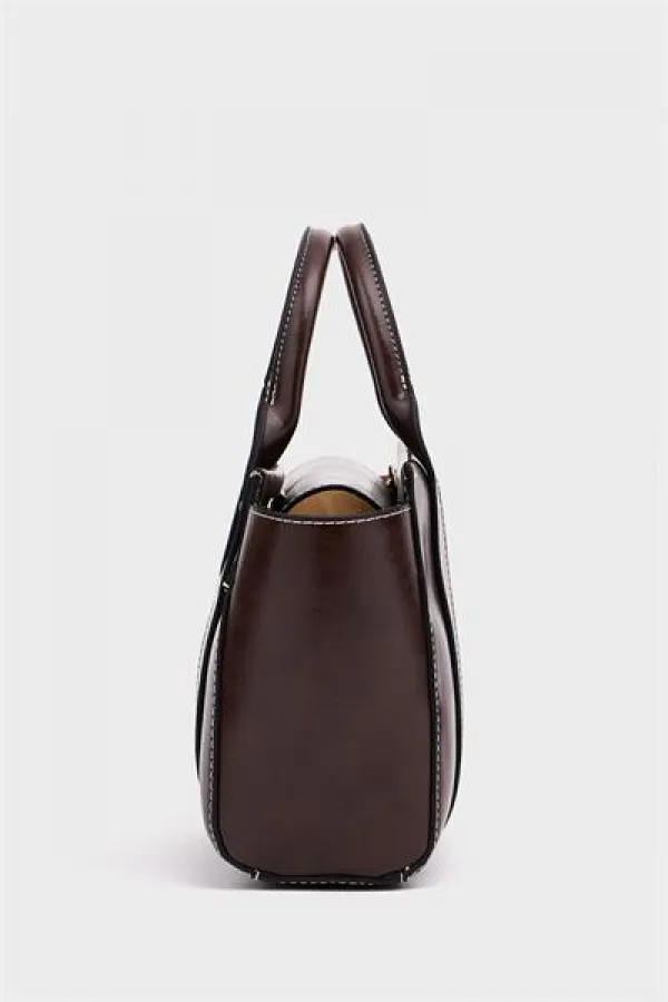 Mini sac fourre-tout à main et à bandoulière marron Mini sac fourre-tout à main et à bandoulière marron