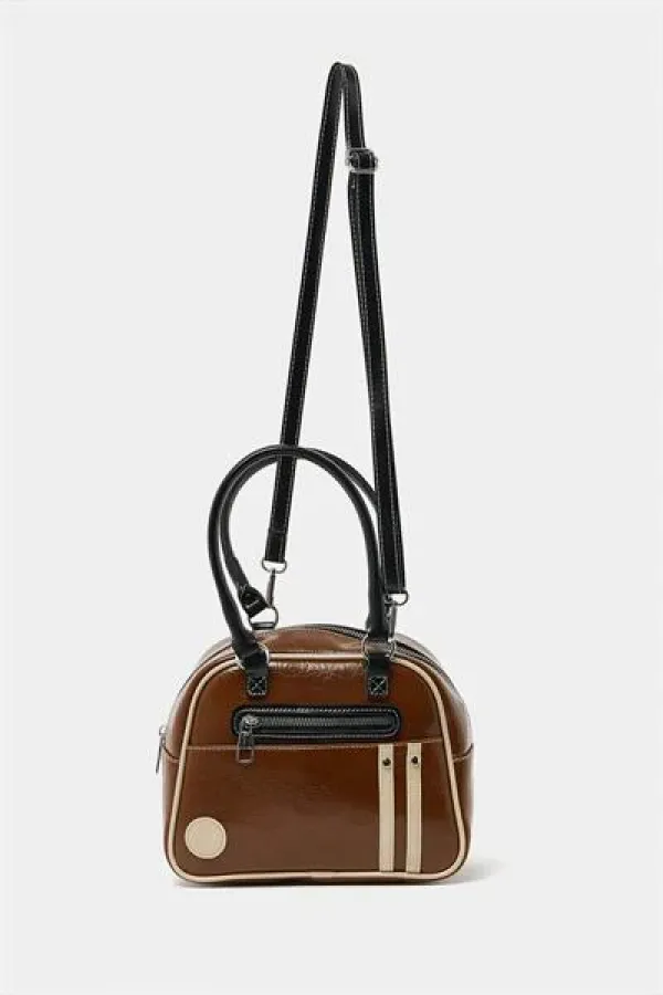 Retro Bowling Hand and Shoulder Bag Tan