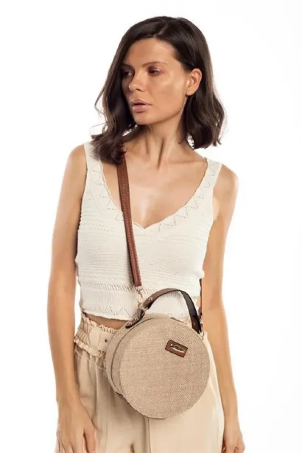 Sac à bandoulière rond en paille Sac à bandoulière rond en paille