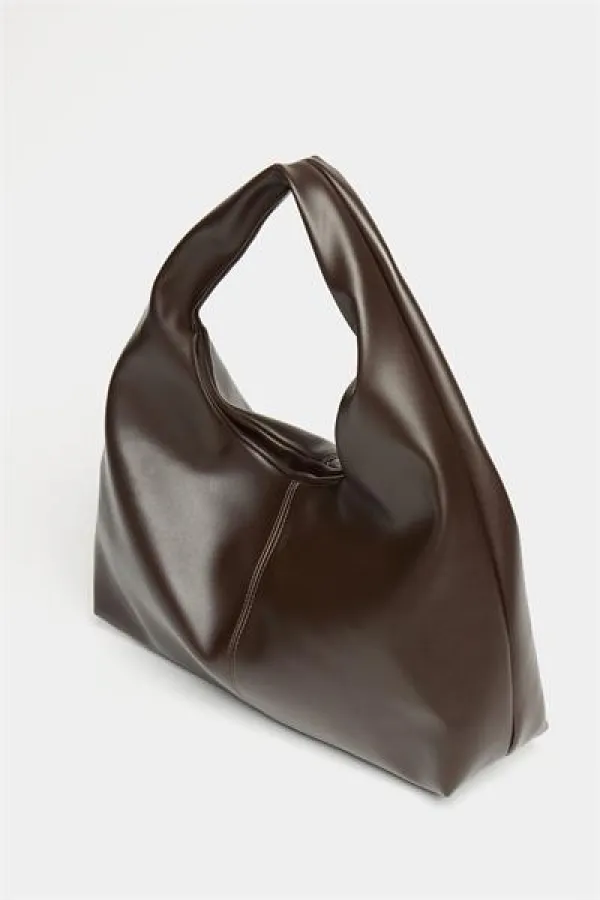 Sac cabas bandoulière en cuir synthétique marron pour femme - Modèle vintage souple Sac cabas bandoulière en cuir synthétique marron pour femme - Modèle vintage souple