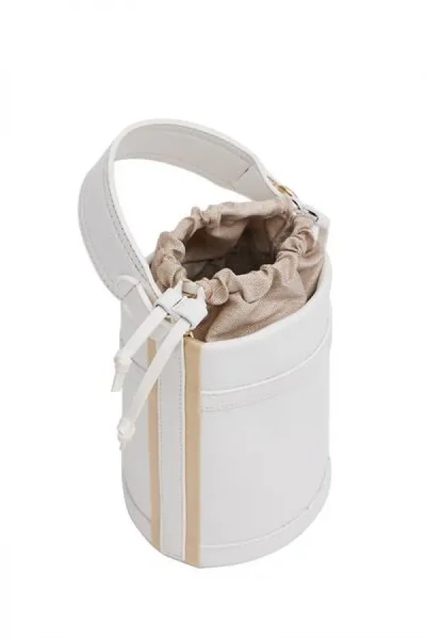 Contrast Stitched Bucket Hand and Shoulder Bag White Contrast Stitched Bucket Hand and Shoulder Bag White