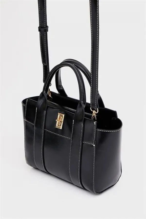 Mini sac fourre-tout à main et à bandoulière noir Mini sac fourre-tout à main et à bandoulière noir