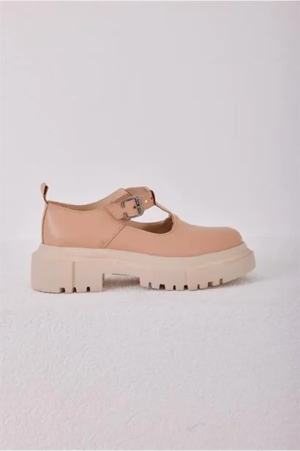 Chaussures décontractées à semelles épaisses avec ceinture en vison