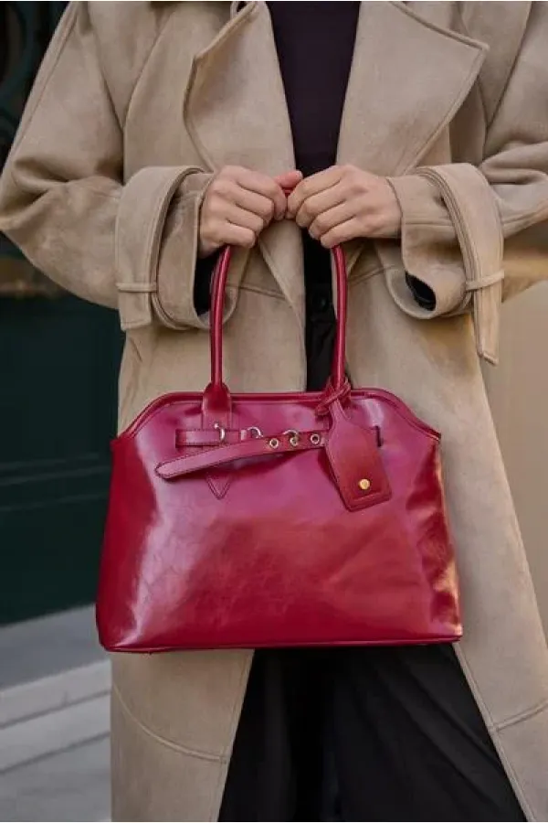 Sac à main rétro avec ceinture, rouge