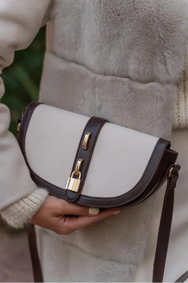 Sac bandoulière Diva Contrast Design pour femme - Marron crème