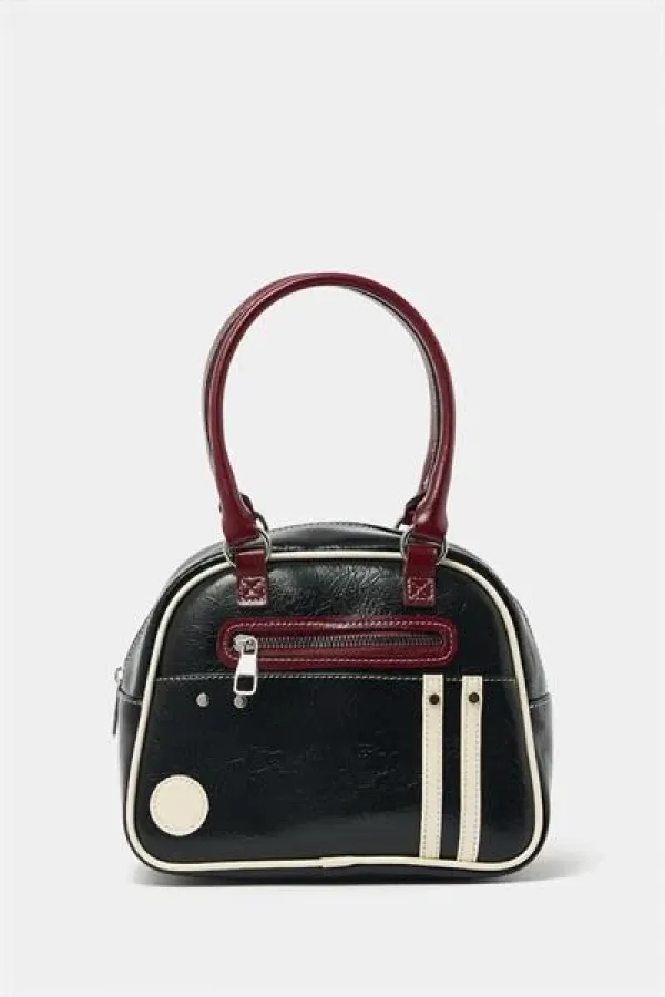 Retro Bowling Hand and Shoulder Bag Black
