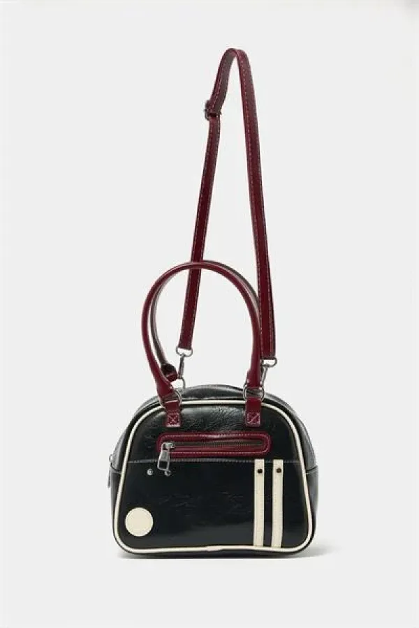 Retro Bowling Hand and Shoulder Bag Black