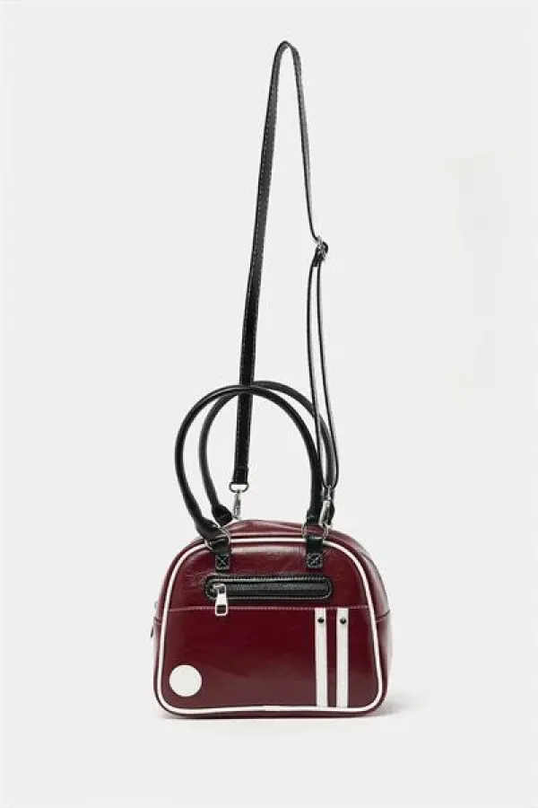 Retro Bowling Hand and Shoulder Bag Claret Red