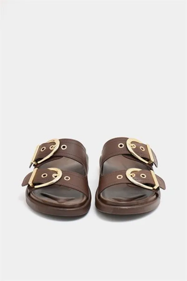 Chaussons décontractés élégants à double boucle marron