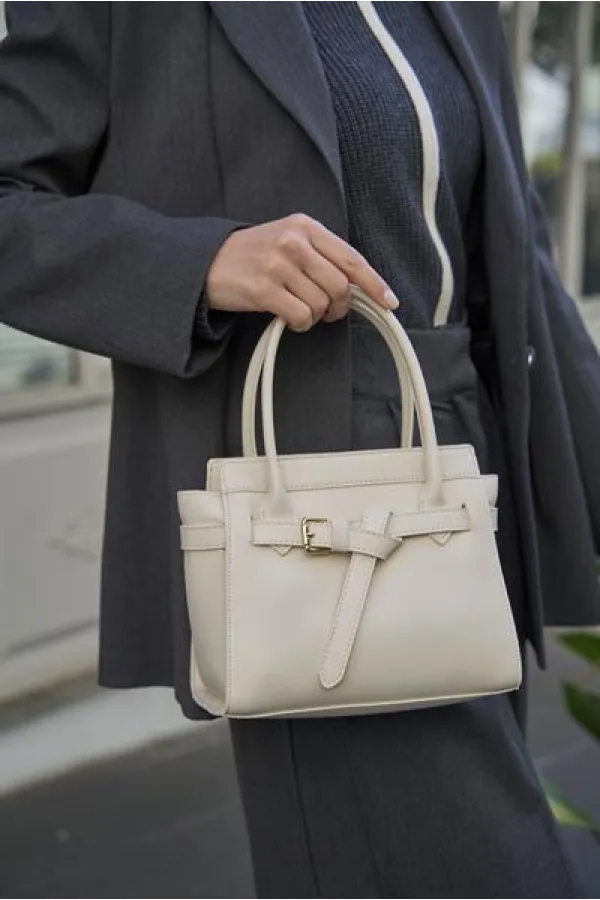 Mini sac à main et à bandoulière avec ceinture détaillée beige