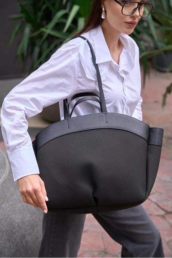 Sac fourre-tout contrasté noir