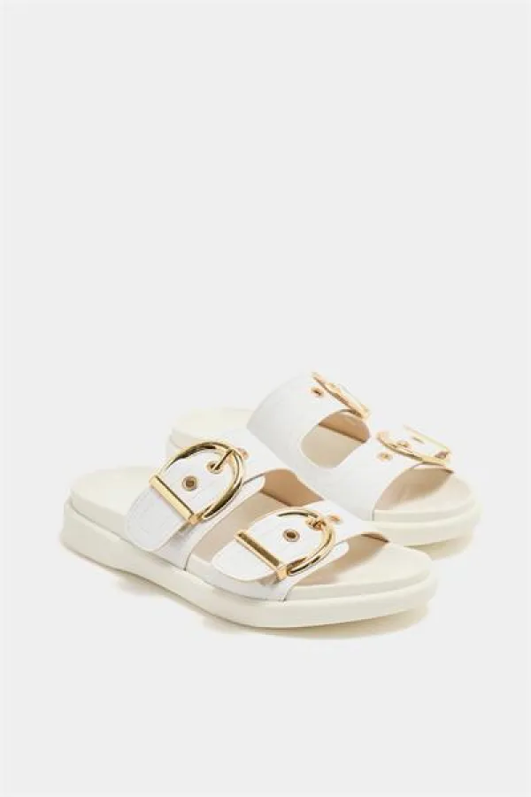 Chaussons décontractés élégants à double boucle blancs