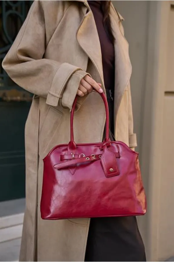 Sac à main rétro avec ceinture, rouge